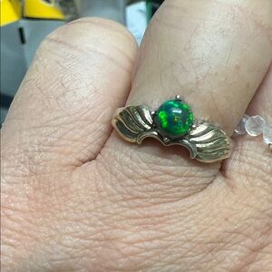 Elegant Natural Green Opal Silver Ring